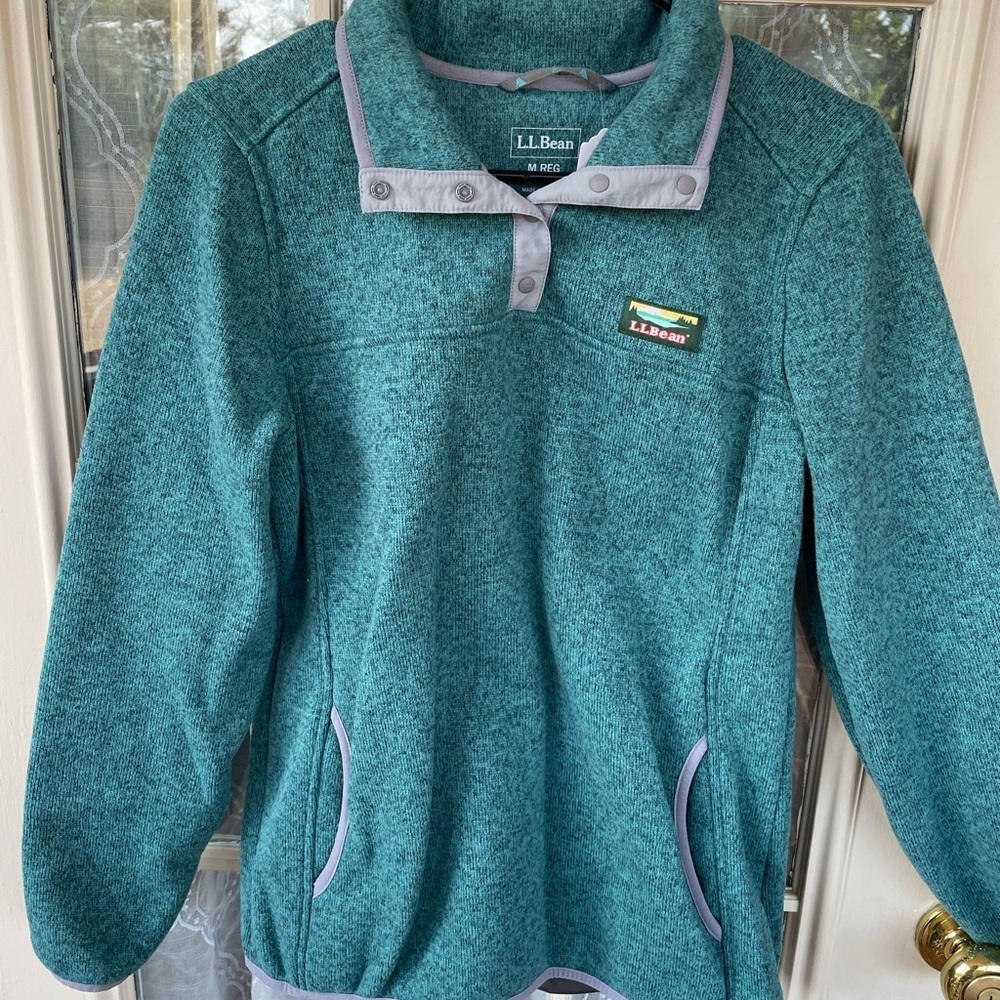 🌲 L.L.Bean Sweater Fleece Snap Pullover – Teal Green (M Reg)